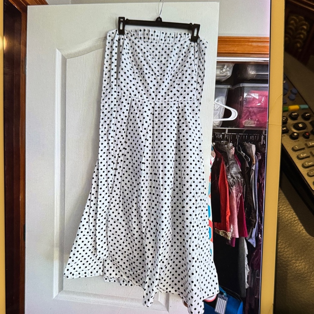 New Directions Black and White Polka Dot Halter Dress